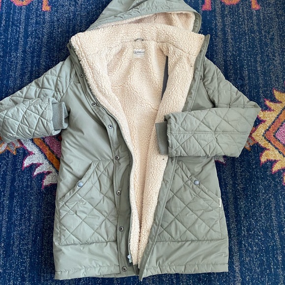 Upwest Cozy Sherpa Quilted Parka Green 
